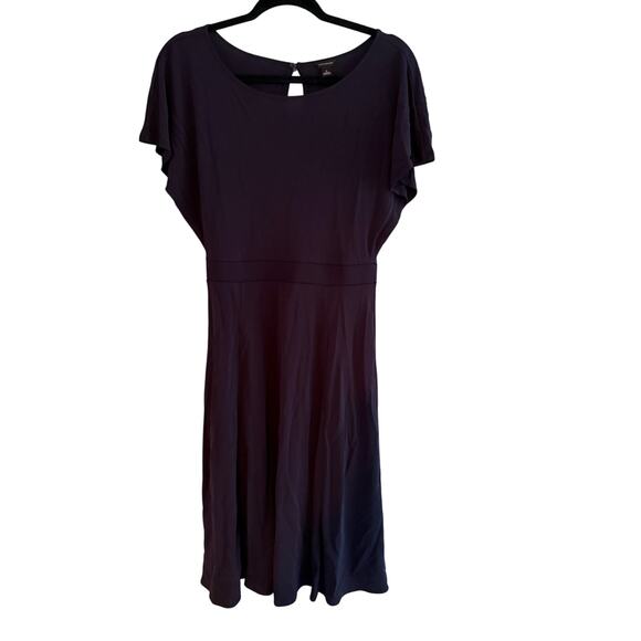 Ann Taylor Navy Rayon Flutter Sleeve Dress Size 0 - Picture 1 of 4